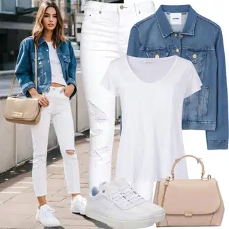outfit mit Rjava/Bež/Bela Mrežasta majica Diesel "Izgled Grillparty Poletje"