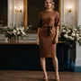 Kombinirajte rjavo pleteno obleko image