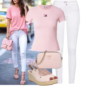 Moderní Outfit s Bílá/Hnědá/Černá Džín s Širokou Nohavicí/Dámské Džíny s Délkou 7/8/Zvonové Džíny/Zkrácené Džíny/Formální Košile/Džíny Culottes/Plisované Džíny Only "Lehký outfit"Look: Styl, Cool, Francouzské, Italský, Námořní, Moderní, Mom, Krásný, Španělské, Western, Old Money, 70tá léta