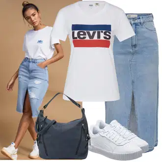 A-kroj Outfit sa Svjetloplava/Plava Kratke hlače velike veličine/Haljina Veći Broj JdY "Lijepi ljetni look"Look: Stil, Rap, Prevelik, A-kroj, 90-ich, Old Money, Vintage, Transparentan