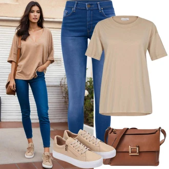 Outfit s Hnědá/Růžová Ledvinka/Klasická Taška Přes Rameno/Dopisová peněženka/Malá Taška/Nafouknutá taška/Brašna/Sportovní Taška Přes Rameno Kazar "Letní italský styl"