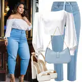 Světle modré uvolněné džíny outfity image