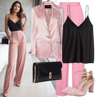 Elegantní Outfit s Růžová Plisovaná Kalhoty/Plisovaná kalhoty/Mrkvová Kalhoty/Kalhoty s nášivkou uprostřed/Obleková Kalhoty/Kalhoty s Vysokým Pasem/Mušelínové kalhoty/Kalhoty se Štěrbinou/Paperbag Kalhoty lindex "Letní Outfit S Volným Břichem"Look: Emo, Business, Elegantní, Krásný, Kancelář, Old Money, Romantický, Univerzitní