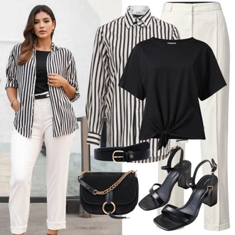 Outfit s Bílá/Světle modrá/Fialová/Pastelové barvy Ležérní košile/Barevná košile/Mušelínová košile/Košilová Blůza/Košile s krátkým rukávem koton "Letní svatební hostinský outfit"