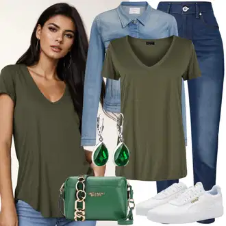 S zakovicama Outfit sa Svjetloplava/Krem/Plava Traper Jakna/Vintage Jakna/Kratka Traper Jakna Zadig & Voltaire "Ljetni izgled za svaki dan"Look: Motor, S zakovicama, Jahanje