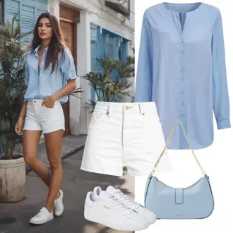 Traditional Outfit sa Bež/Bijela/Kaki/Smeđa/Krem Kratke hlače za plažu/Plivaće kratke hlače/kratki bikini/Trenerke/Kratke hlače visokog struka/Mrežasta kratka hlača/Kratka Hlača/Duga kupaća gaća Tommy Hilfiger "Ljetni Outfit Kratke Hlače"Look: Traditional, Egirl