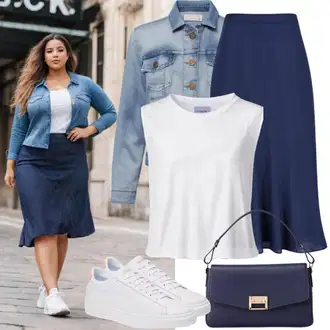 Outfit sa Bijela/Crvena Bluza bez rukava/Bluza s Leptir Mašnom/Bluza s Mašnom/Bluza s Podignutim Ovratnikom/Bodija Bluze orsay "Ljetni Outfit Krivulja"