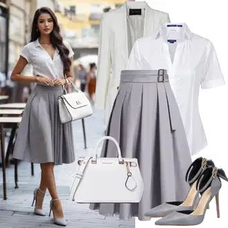 Elegantan Outfit sa Bijela/Smeđa/Ljubičasta/Krem Sako Jakna/Dvoredni Sako/Sakoi za Bluzu/Kožna jakna za muškarce/Kratki Sako/Elegantni Sako/Kožna jakna za muškarce/Sako od smokinga/Boyfriend Sako Trendyol "Maxi suknja Outfit Ljeto"Look: Ured, Šik, Chic, Elegantan, Poslovni, Old Money, Pametno ležerno, klasický, Egirl, Burleska, Seksi