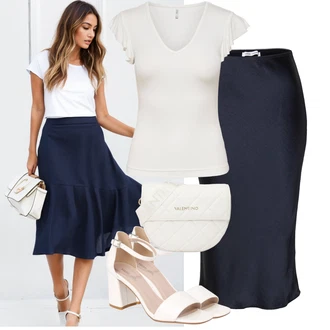 Vysoké Podpatky Outfit s Bílá/Krémová/Červená/Hnědá Sandály Sandál s podpatkem/Sandál Na Širokém Podpatku About You "Letní volnočasový outfit"