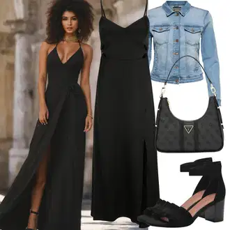 se suchým zipem Outfit s Černá Sandál Na Podpatku/Přezková bota/Sandál s podpatkem/Sandál Na Širokém Podpatku/Letní Bota/Pohodlná lodička MARCO TOZZI "Výrazný letní vzhled"