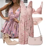 Outfity s růžovými šaty s výstřihem na ramena image