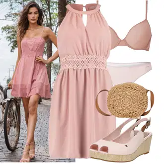 Majka mladenke Outfit sa Pink/Ljubičasta Haljina za Plažu/Haljina sa halterima/Ljetna Haljina Hailys "Moderan look za slobodno vrijeme"