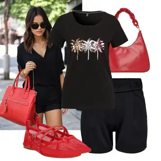 Tropický Outfit s Černá/Béžová/Fialová/Hnědá Tričko s krátkým rukávem/Neformální tričko/Fancy tričko/Těhotenské tričko/Košile s potiskem/Tričko s potiskem Only "Outfity na každý den"