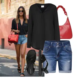 Outfit s Krémová/Černá/Bílá Páskový Sandál/Římská sandála/Rybářská sandála/Gladiátorská sandála About You "Praktický vzhled"
