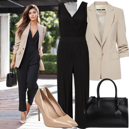 Kombinace Černá Elegantní Overal/Slavnostní Overall/Plisovaný Overal/Letní Overall/Overal se širokými nohavicemi Ragwear