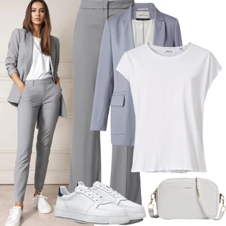 Outfit s Bílá/Krémová Krátký top/Halenka Bez Rukávů/Tričko s grafikou/Pánské boty/Košilový top Drykorn "Neformální obchodní vzhled"