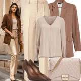 Černá, Hnědá Vlněná Saka Outfity image