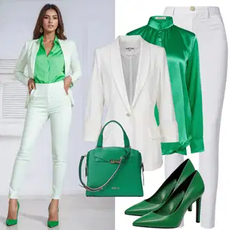 Elegantan Outfit sa Bijela/Smeđa/Ljubičasta/Krem Sako Jakna/Dvoredni Sako/Sakoi za Bluzu/Kožna jakna za muškarce/Kratki Sako/Elegantni Sako/Kožna jakna za muškarce/Sako od smokinga/Boyfriend Sako Trendyol "Odjeća za vjenčane goste Hlače odijelo"Look: Ured, Šik, Chic, Elegantan, Poslovni, Old Money, Pametno ležerno, klasický, Egirl, Burleska, Seksi