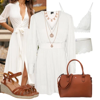 Outfit sa Bež/Krem/Bijela/Pink/Kaki Klasične gaćice/Brazilski Slip/Gaćice bez prepona/Prozirna gaćica/Angora Donje Rublje/Gaćice S Visokim Strukom/Gaćica & tanga/Futrola za Suknju Samsøe Samsøe "Lijepi ljetni look"