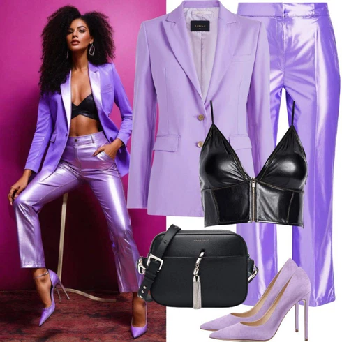 Kombinace Vínová/Fialová/Hnědá/Béžová/Šedá/Tmavě hnědá Vinylové kalhoty/Kalhoty z Umělé Kůže/Kožená Kalhoty guido maria kretschmer women