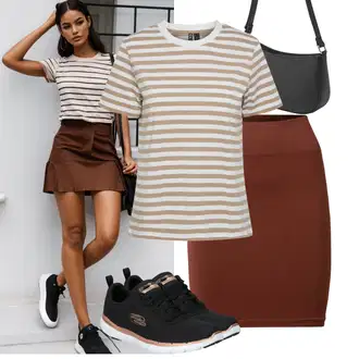 Outfit sa Crvena/Smeđa/Narandžasta pencil Suknja/Moderne Suknja/Pletena Suknja/Koledž Suknja Nasty Gal "Outfit za svaki dan"