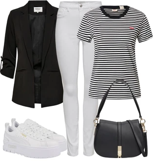 Outfit s Černá Blůzové Sako/Dlouhý Sako/Neformální Sako/Cargo Sako/Smokingové sako/Oversize Sako/Krátké Sako/Boyfriend Sako/Blejzrové Bund/Kožená Pánská Bund/Kožená bunda pro muže Only "Skvělý vzhled pro volný čas"