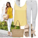 Outfity se žlutými topy s výstřihem na ramena image