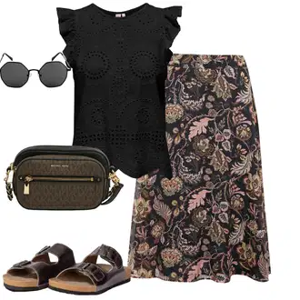 outfit mit Škrlatna/Rdeča/Rjava/Roza Krilo s cvetličnim vzorcem/Potiskana krila/Baročno krilo/Zavito Krilo/Krilo za matično pisarno/Krilo iz 90-ih orsay "poletna obleka"