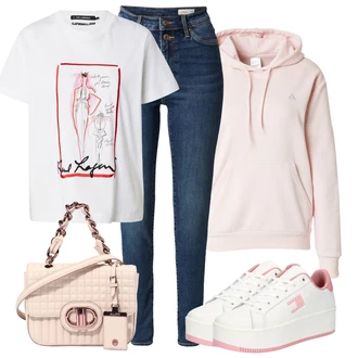 outfit mit Modra Usnjena Jakna/Kavbojke Visokega Pasu/Kavbojke z Razporkom/Ozke Kavbojke/Usnjene Čevlje S.Oliver "poletna obleka"