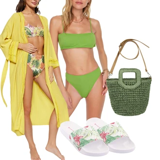 outfit mit Bikini komplet/Izrezan kopalke/Spodnje perilo & Kopalka/Kopalke z dolgimi rokavi/Kopalke z volančkom/Oblikovanje Tankini/Kopalke/Vintage kopalke/Zaviti bikini Trendyol "poletna obleka"