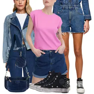 outfit mit Denim kratke hlače/Kratke hlače z visokim pasom Diesel "poletna obleka"