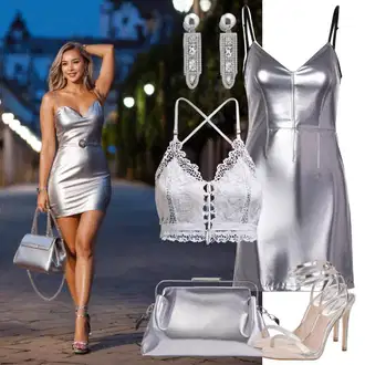 Z biseri outfit mit Srebrna/Bela/Rdeča/Rjava Mini obleka/Športna Obleka/Mrežasto oblačilo/Mulet obleka/Obleka iz vinila/Satenasta obleka/Obleka z Razporkom/Asimetrična Obleka/Obleka iz jerseya hollister co. "Poletna obleka za rojstni dan"