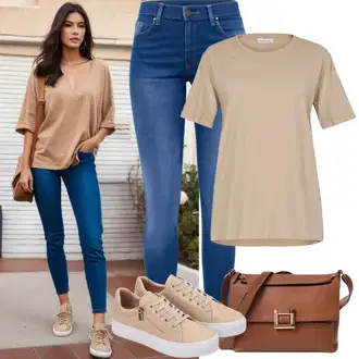 outfit mit Bela/Bež/Krem/Khaki Superga Usnjene superge/Superge Nizka/Poletne superge/Ozka Superga Polo Ralph Lauren "Poletni italijanski slog"