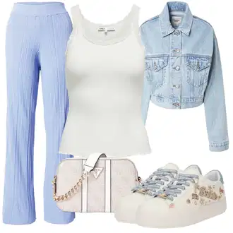 Til outfit mit Svetlo modra/Modra Denim Jakna/Crop Jakna/Kratka Jakna/Kratka Denim Jakna/Vintage Jakna Abercrombie & Fitch "Poletni outfit"