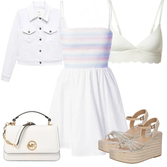 outfit mit Bela/Krem/Bež Relief modrček/Trikotni modrček/Mehki Bh/Nedrček za doječe mamice/Nedrček z oporo/Balconette nedrček/Modrček minimizer/Korzet/Nedrček brez spodnjic Skiny "Poletni outfit"