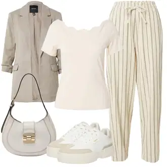 outfit mit Bela/Bež/Khaki/Krem Teddy Superga/Plato-Sneaker/Superge Nizka/Debele Superge Buffalo "Poletni outfit"