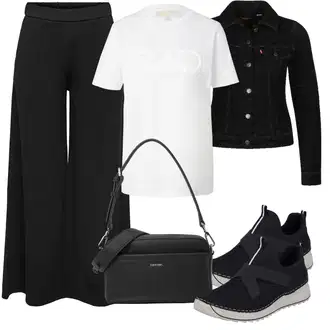 outfit mit Črna Hlača z Razporkom/Palazzo Hlača/Široka Hlača/Culotte Hlačke/Razširjena Hlača/Marlene Hlača JdY "Poletni outfit"