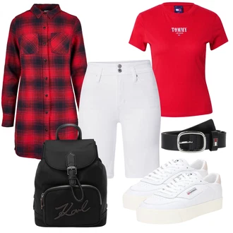 Dolga outfit mit Rdeča/Temno rdeča Bluza in Tunika/Bluza velika velikost Urban Classics "Poletni outfit"