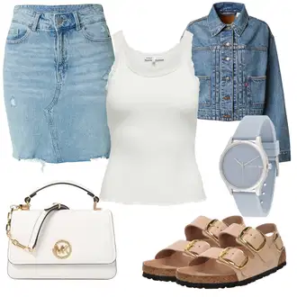 outfit mit Bež Sandala Udobna/Sandala z zapiranjem na ježka/Ribiška sandala/Rimski sandal/Čevelj s trakom/Poletni Čevelj/Dianette Sandali/Pohodni Sandali Birkenstock "Poletni outfit"