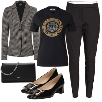 S peto outfit mit Črna/Rjava/Siva/Bela Poslovna Obutev/Udobna črpalka/Elegantni Čevelj/Nizki čevelj Trotteur/Črpalka z Nizko Petom/T-steg črpalka/Vintage Črpalka Högl "Poletni outfit"