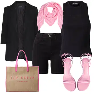outfit mit Črna Denim kratke hlače/Bermuda/Chino kratke hlače/Kratke hlače z visokim pasom/Kratke hlače Musselin/Kratka Hlača Only "Poletni outfit"