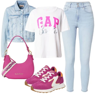 outfit mit Svetlo modra Usnjena Jakna/Ženske 7/8 Kavbojke/Gležnarji/Capri Kavbojke/Odrezane Kavbojke/Kavbojke Visokega Pasu/Kavbojke z Razporkom/Push up Kavbojke/Kavbojke na Poteg/Usnjene Čevlje/Zimska jakna VERO MODA "Poletni outfit"