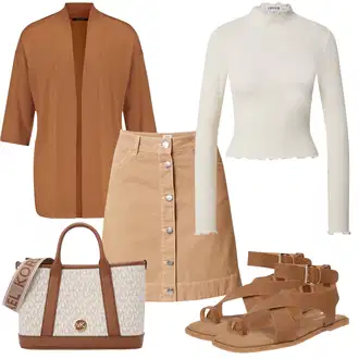 outfit mit Bež/Khaki/Rjava Denim Krilo/Krilo 60-ih/Mini krilo 70-ih/Krilo iz 90-ih/Cargo Krilo/Študentsko Krilo/Velvet Krilo/Mini Krilo/Moderno krilo/Krilo šolske uniforme mads norgaard "Poletni outfit"