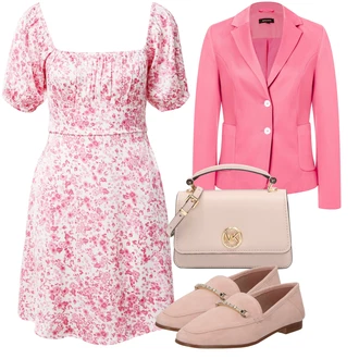 Gost na poroki outfit mit Roza Velika velikost Obleka Velike velikosti/Obleka about you x laura giurcanu "Poletni outfit"