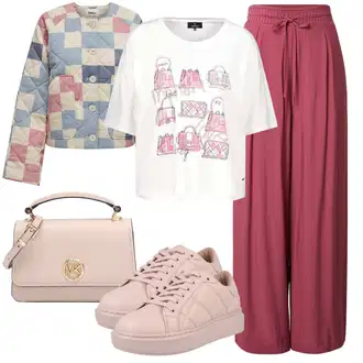 Z biseri outfit mit Roza/Rjava/Bež Torba za čez ramo/Vrečka za prenašanje/Billfold/Mini torbica/Satchel torba MICHAEL Michael Kors "Poletni outfit"