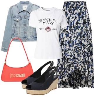 90. leta outfit mit Svetlo modra/Modra Velika velikost Plašč/Jakna Mango "Poletni outfit"Look: Nor, 90. leta, Kul, Mom, Univerzitetni, Vintage