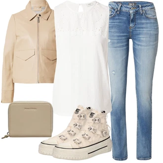 outfit mit Bela/Krem Majica & Top/Bluza z Vezenino Broderie/Igrača za otroke/Čipkasta Tunika/Bluza brez rokavov JdY "Poletni outfit"