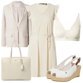 outfit mit Khaki/Rjava/Rumena/Bež Obleka VERO MODA "Poletni outfit"