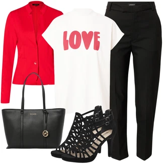 outfit mit Rdeča/Temno Rdeča Obleka/Pletenina/Plašč/Pletene velika velikost More & More "Poletni outfit"