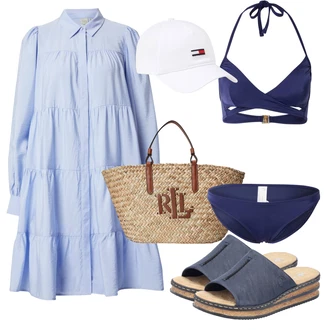 Dolga outfit mit Svetlo modra/Modra Obleka velike velikosti/Obleka/Bluza & Tunika/Bluza velika velikost/Tunika yas "Poletni outfit"